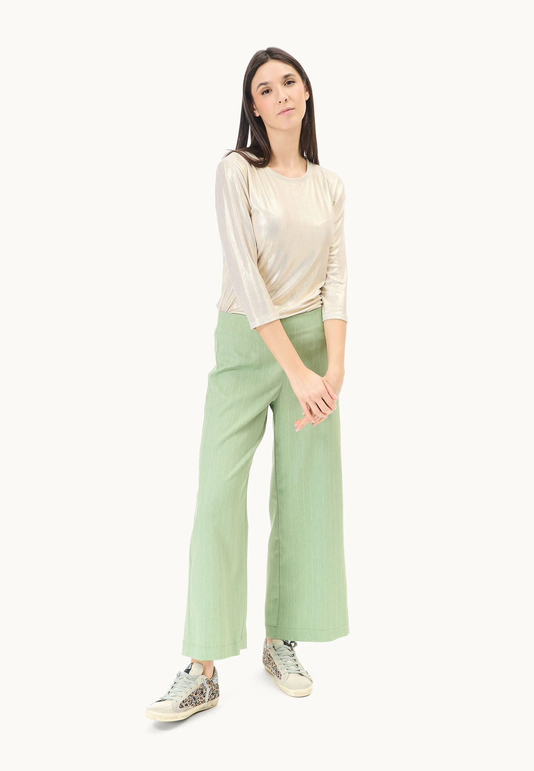 Pantalone cropped gessato