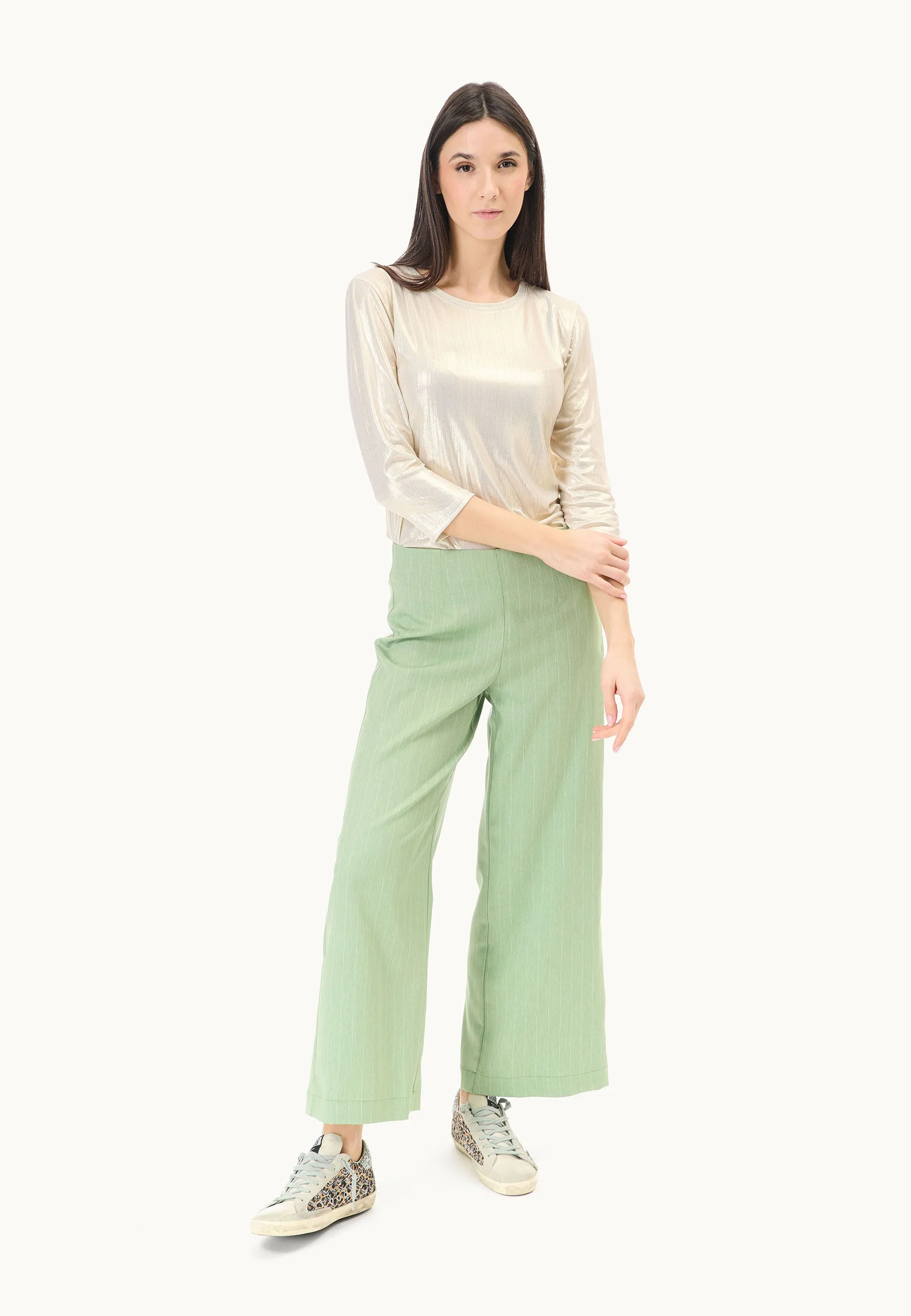 Pantalone cropped gessato