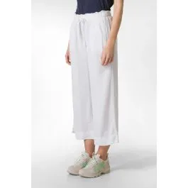 Pantalone cropped in twill tencel donna Bianco