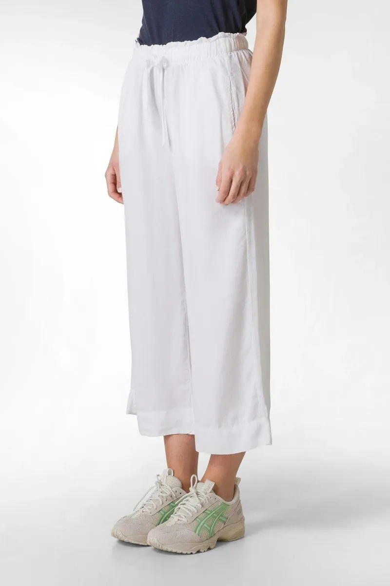 Pantalone cropped in twill tencel donna Bianco