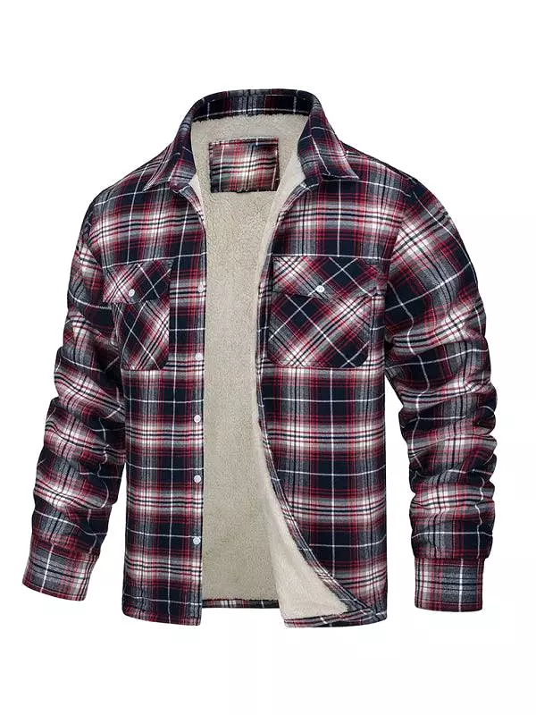 Plaid Fleece Men Flannel Shirt