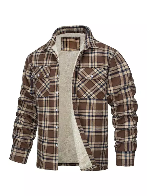 Plaid Fleece Men Flannel Shirt