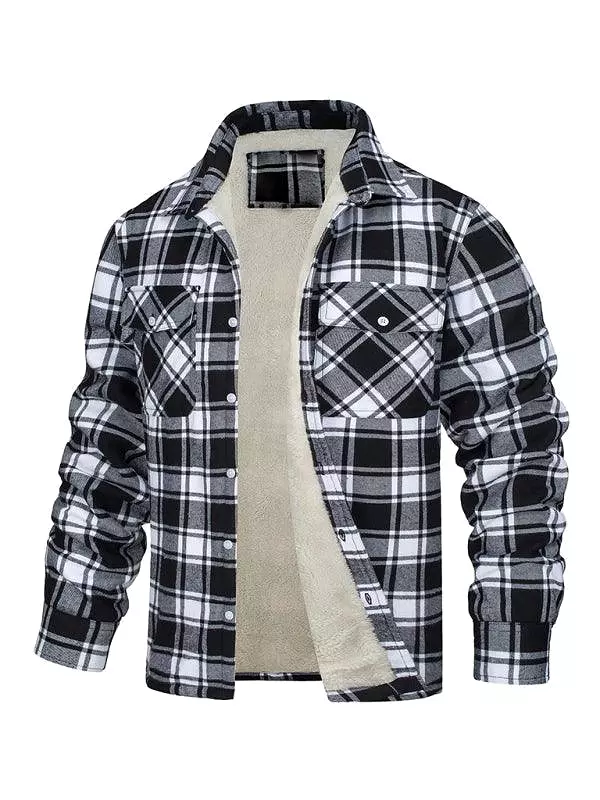 Plaid Fleece Men Flannel Shirt