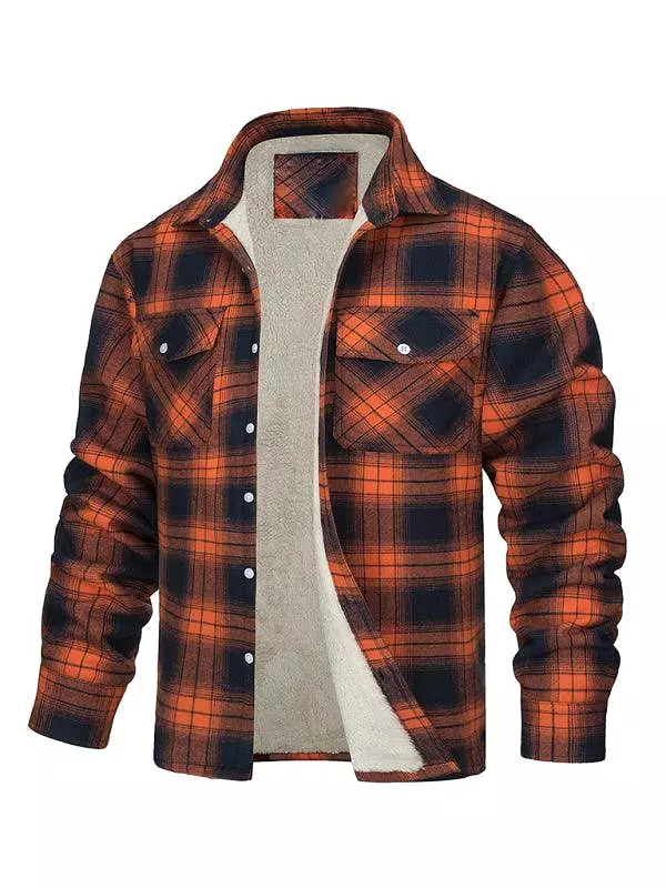 Plaid Fleece Men Flannel Shirt