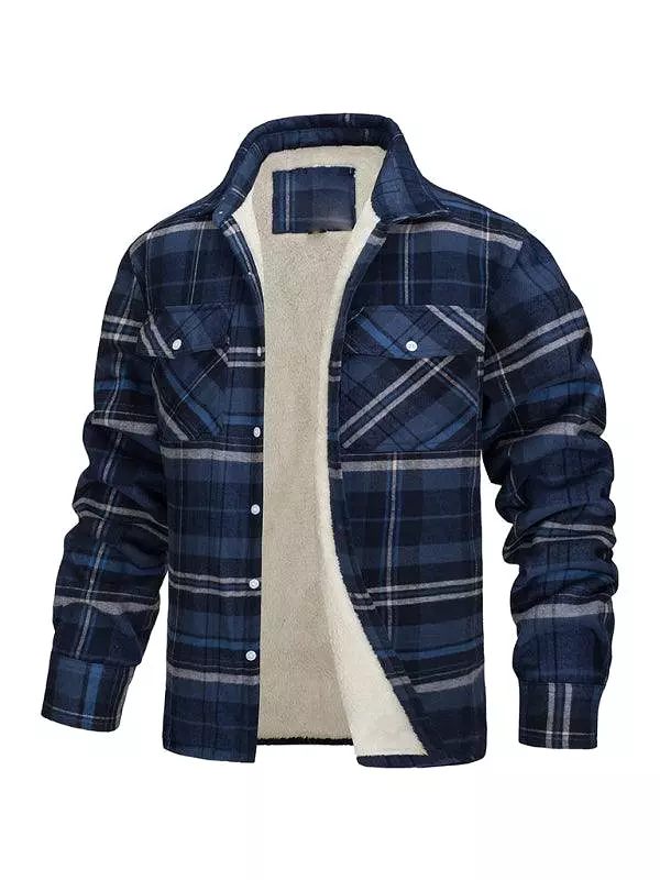 Plaid Fleece Men Flannel Shirt