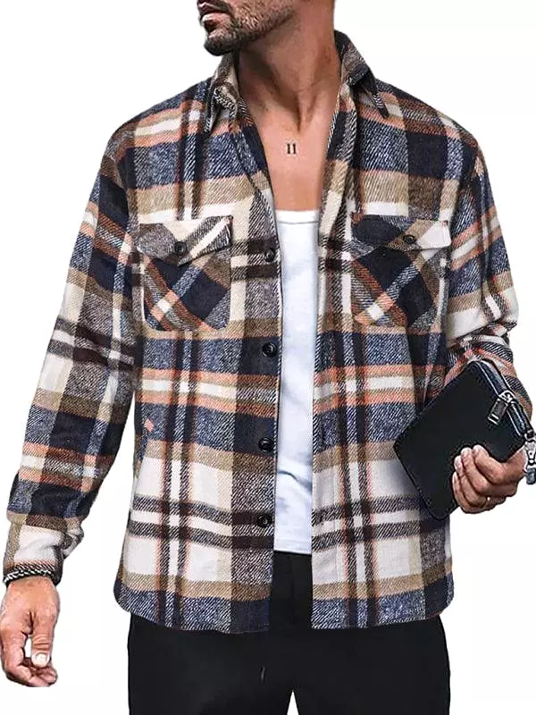 Plaid Long Sleeve Men Flannel Shirt