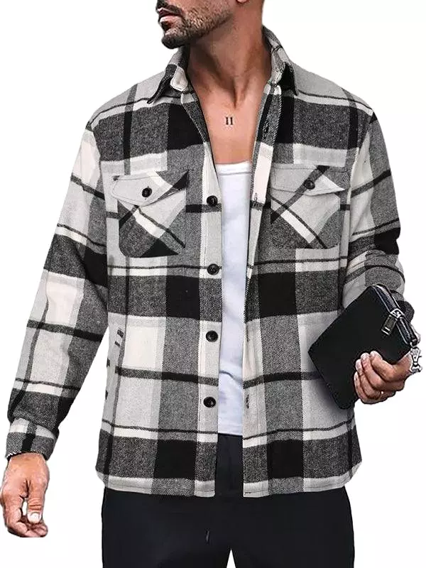 Plaid Long Sleeve Men Flannel Shirt