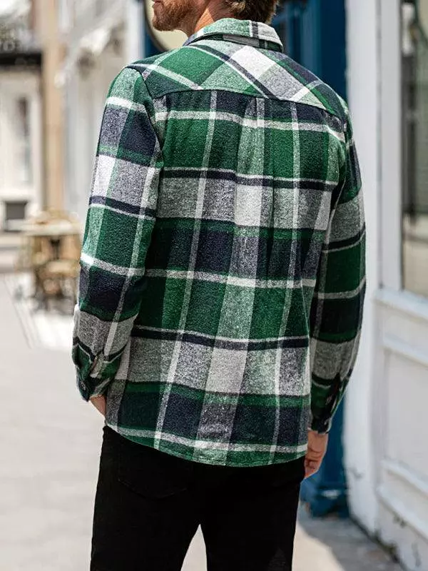 Plaid Long Sleeve Men Flannel Shirt