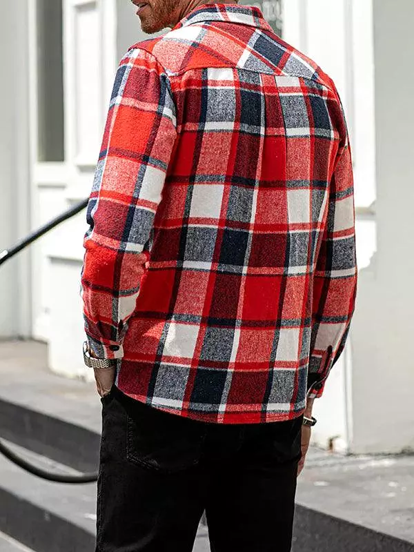 Plaid Long Sleeve Men Flannel Shirt