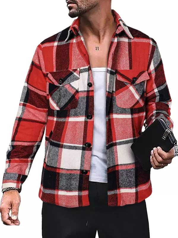 Plaid Long Sleeve Men Flannel Shirt