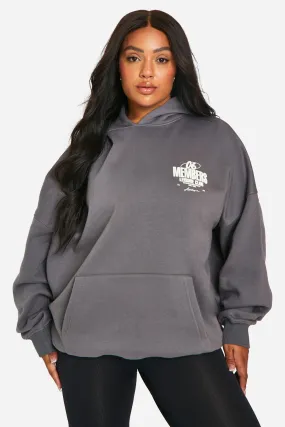 Plus Members Large Back Print Oversized Hoodie