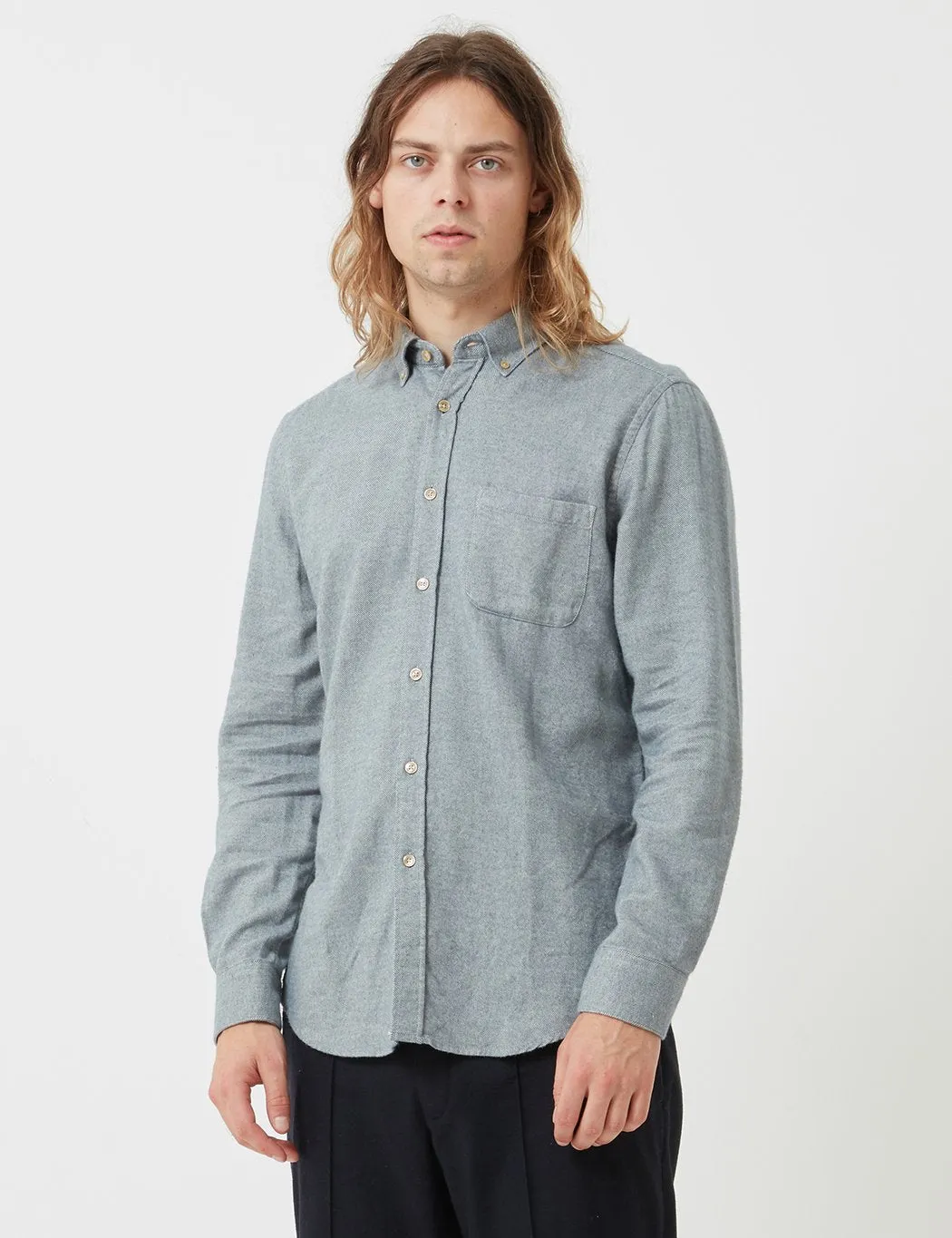 Portuguese Flannel Teca Shirt - Light Grey