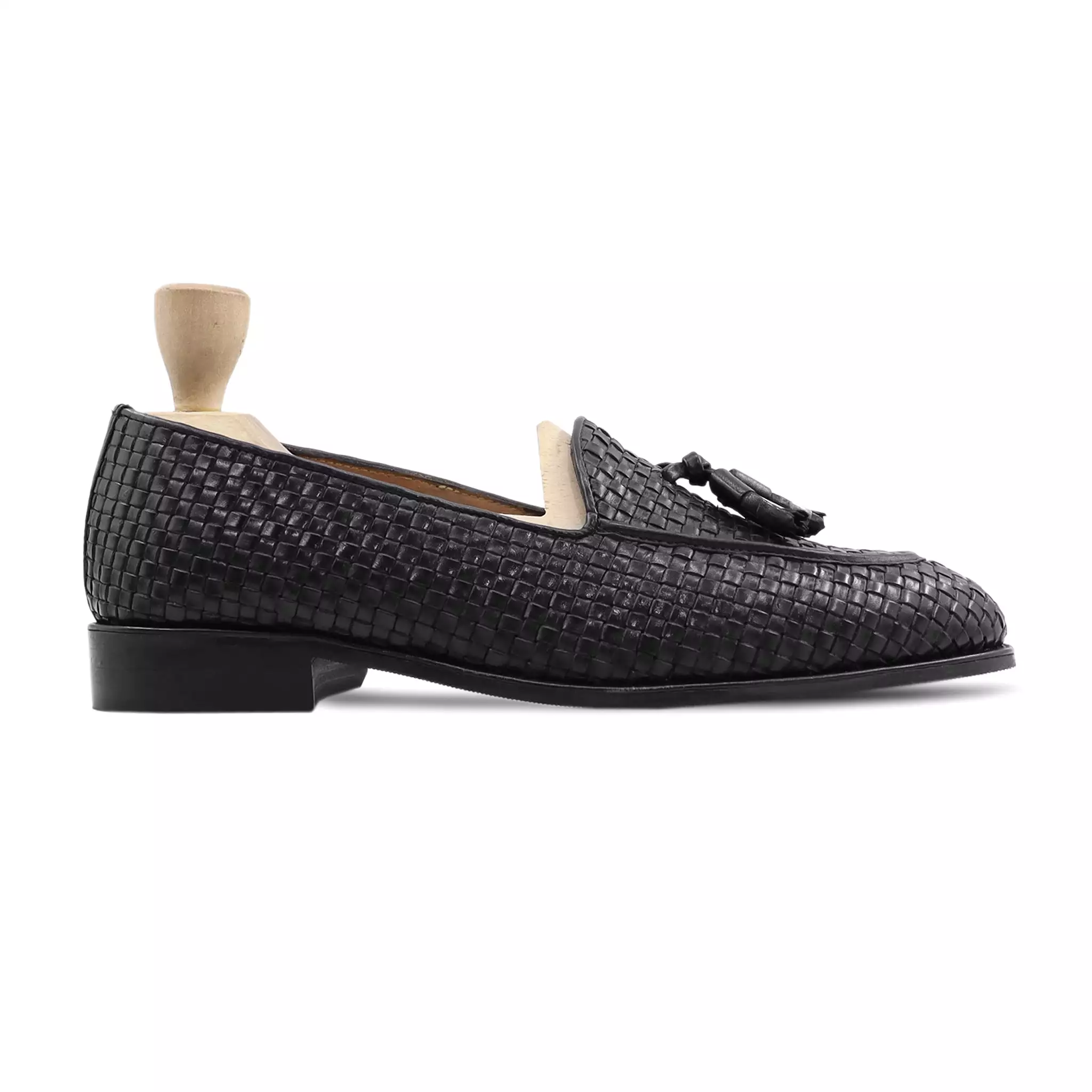 Prevalje - Men's Black Hand Woven Leather Loafer