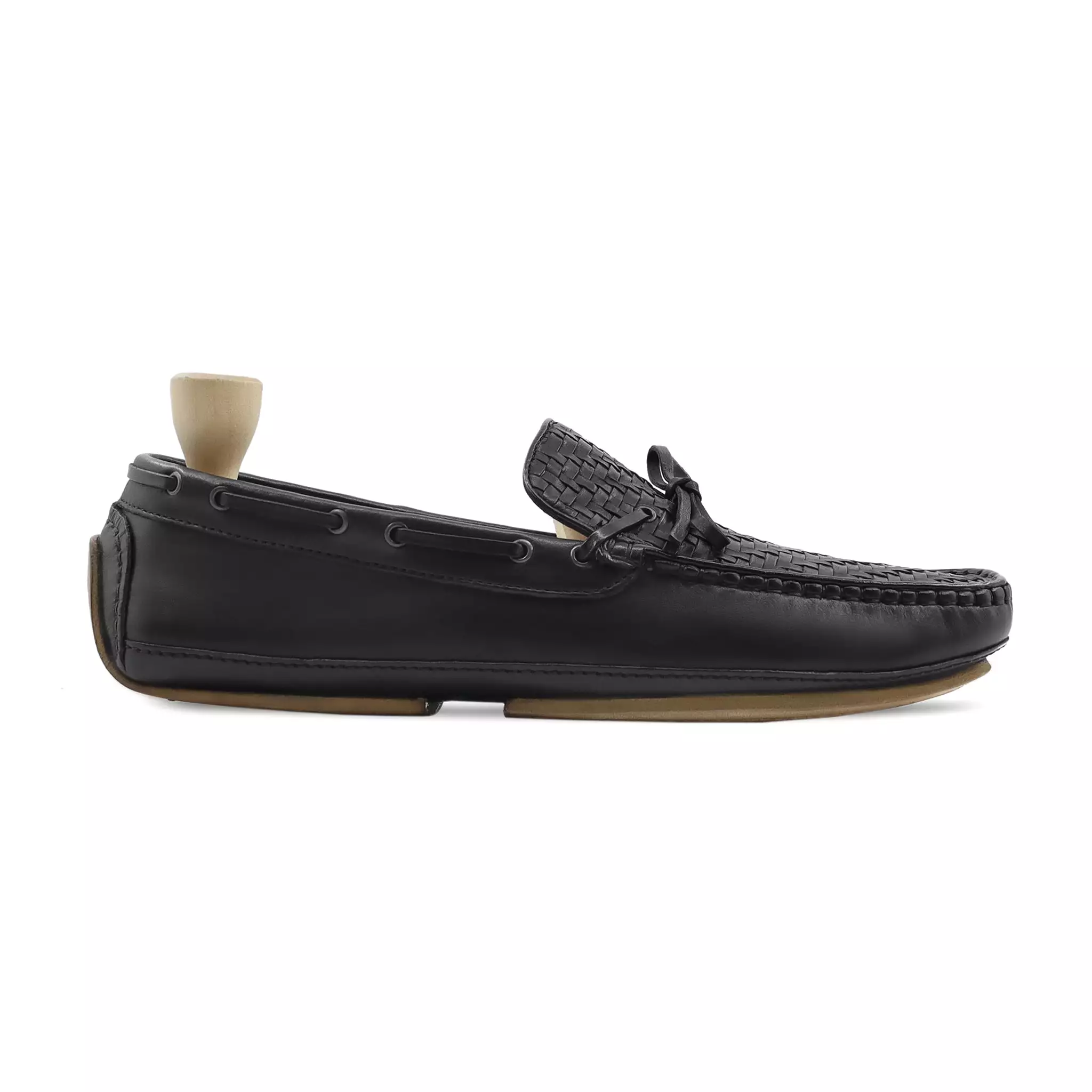 Pyrite - Men's Black Calf And Hnad Woven Driver Shoe