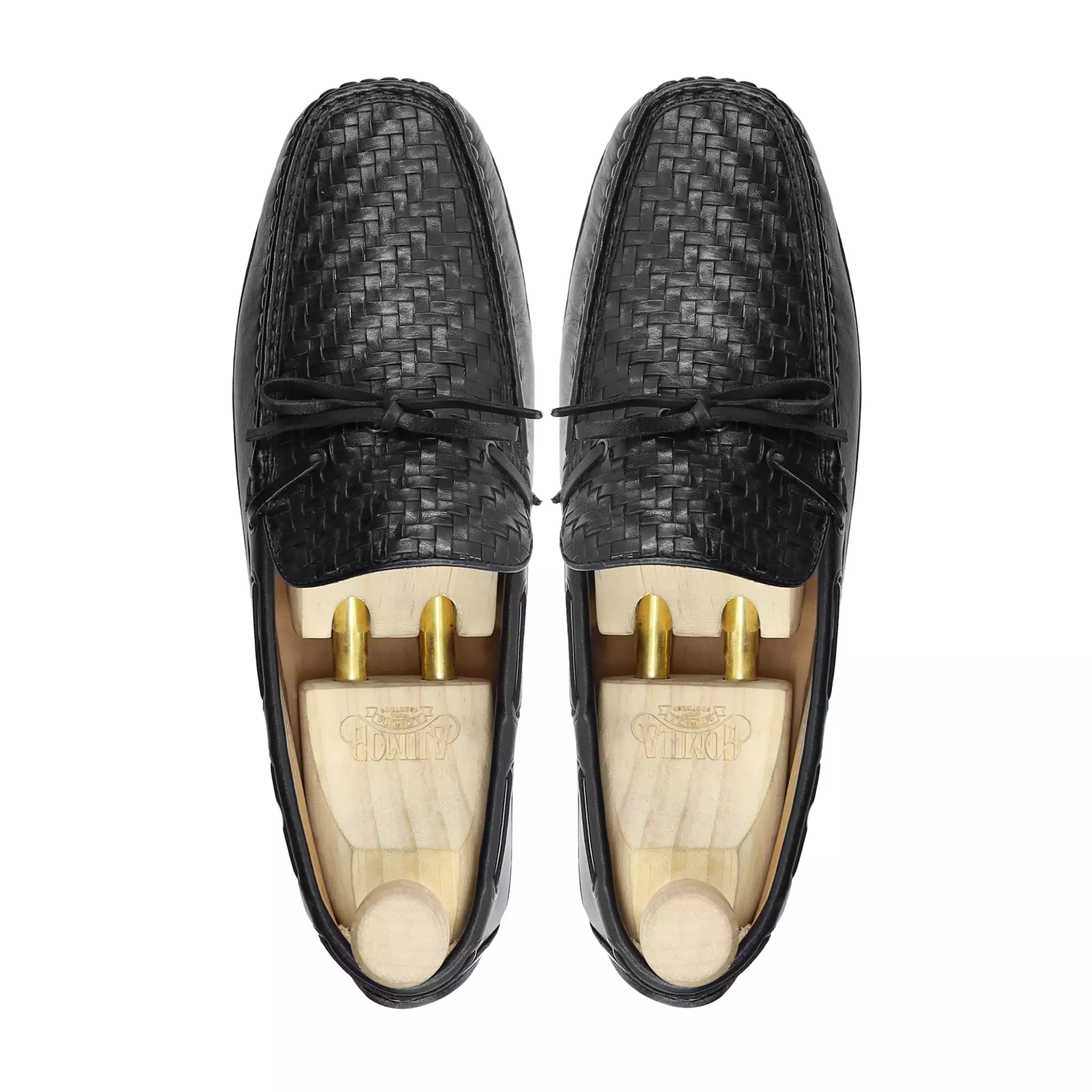 Pyrite - Men's Black Calf And Hnad Woven Driver Shoe