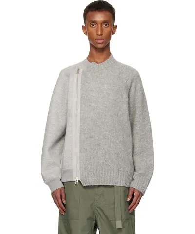 Sacai Gray Zip Sweater