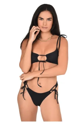 Sakia Cheeky Bikini Top in Ebony Black