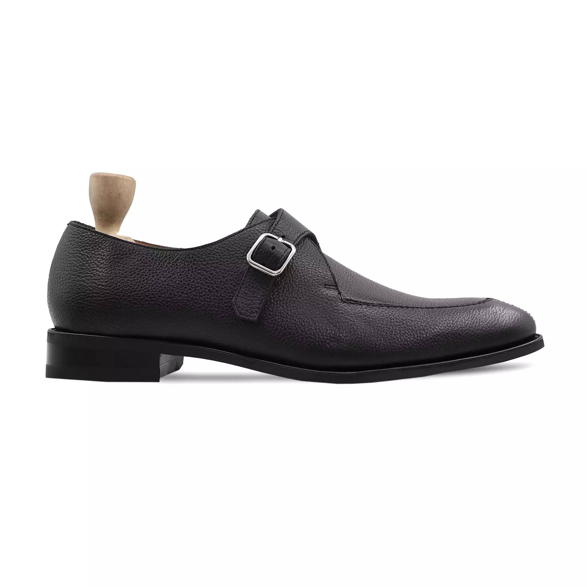 Selfoss - Men's Black Pebble Grain Single Monkstrap Shoe