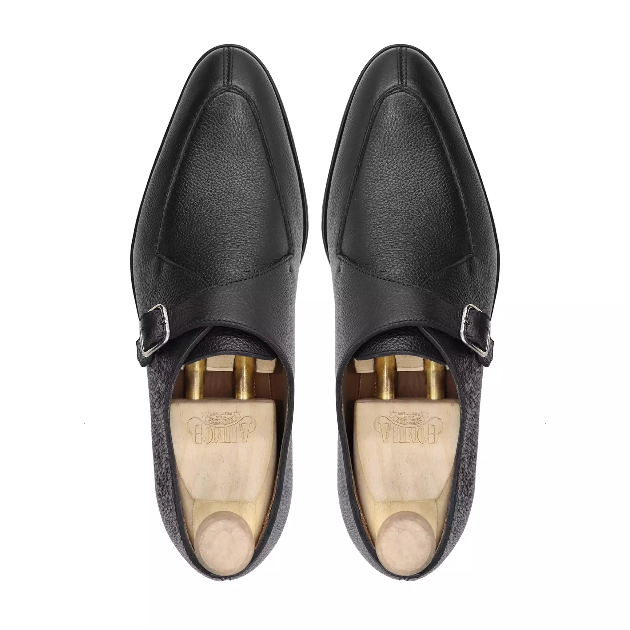 Selfoss - Men's Black Pebble Grain Single Monkstrap Shoe