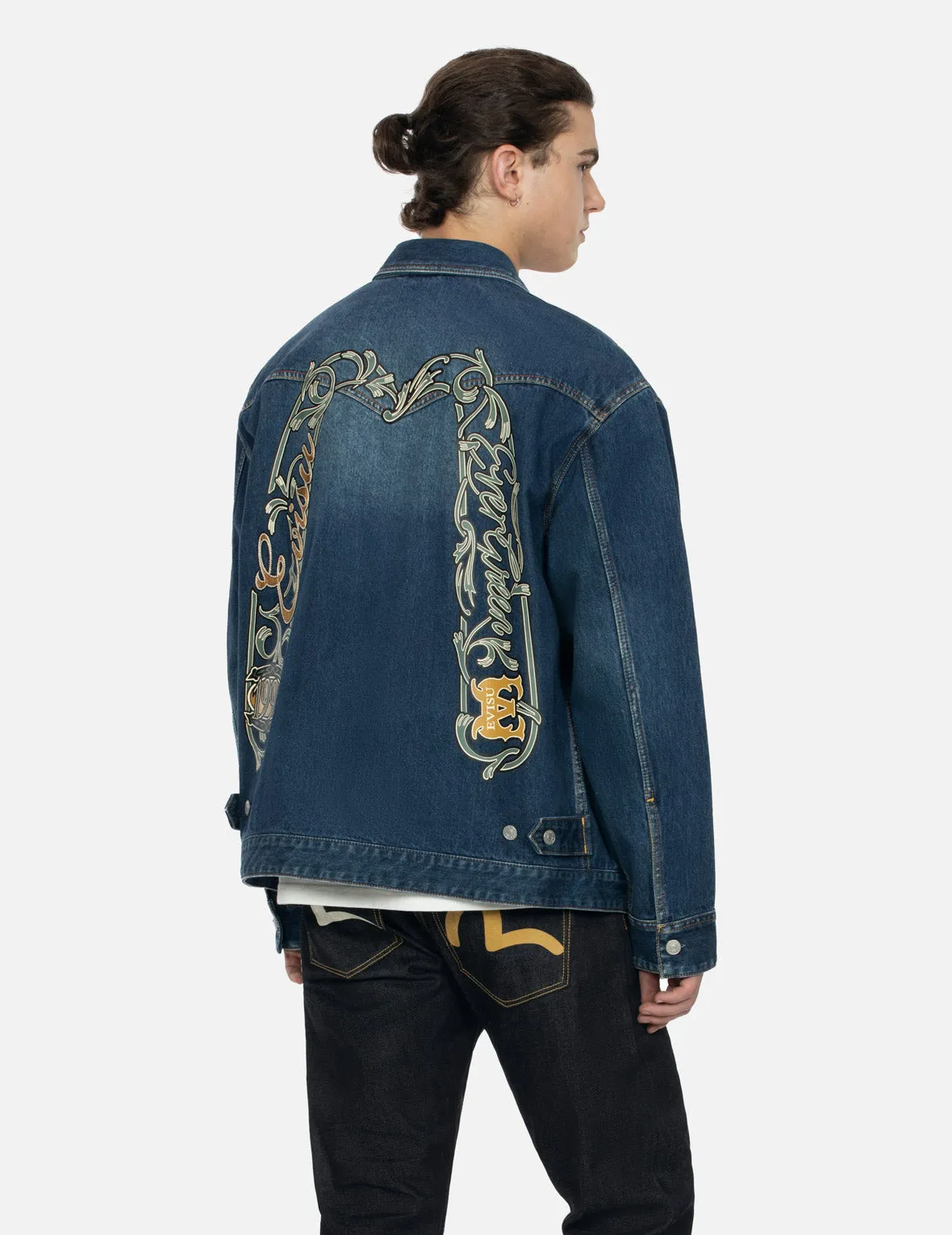 Sheridan Daicock Print and Seagull Embroidery Regular Fit Denim Shirt Jacket