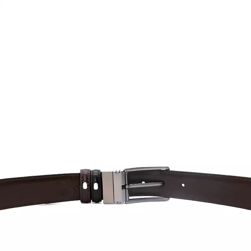 Steven Pin Clip Reversible Men's Belt - Black & Dark Brown