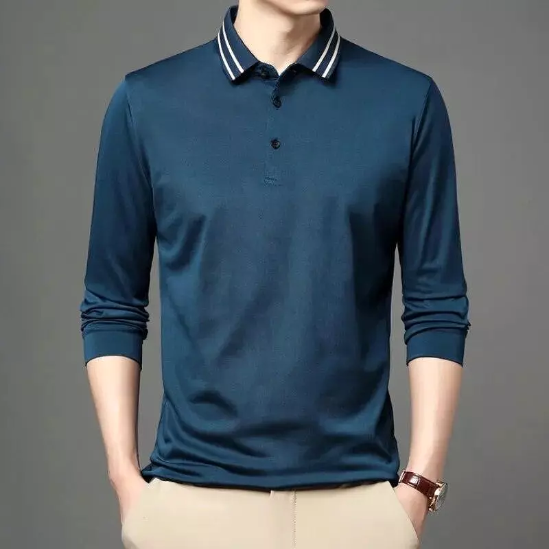 Striped Collar Men Polo Shirt