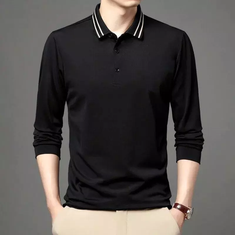 Striped Collar Men Polo Shirt