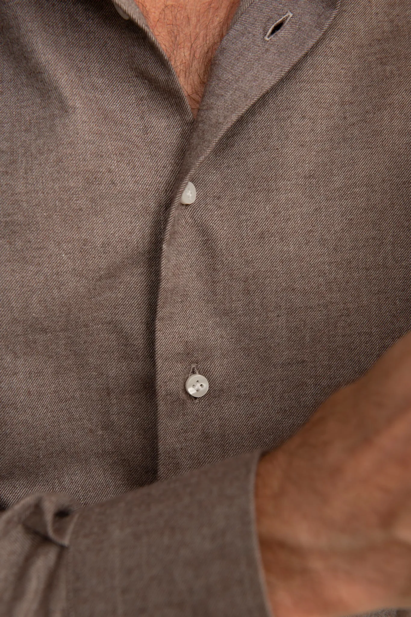 Taupe Shirt - Flannel Touch - Made in Italy