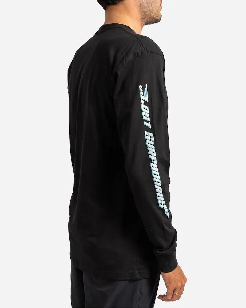 Team Lost Long Sleeve Tee Black With Cyan