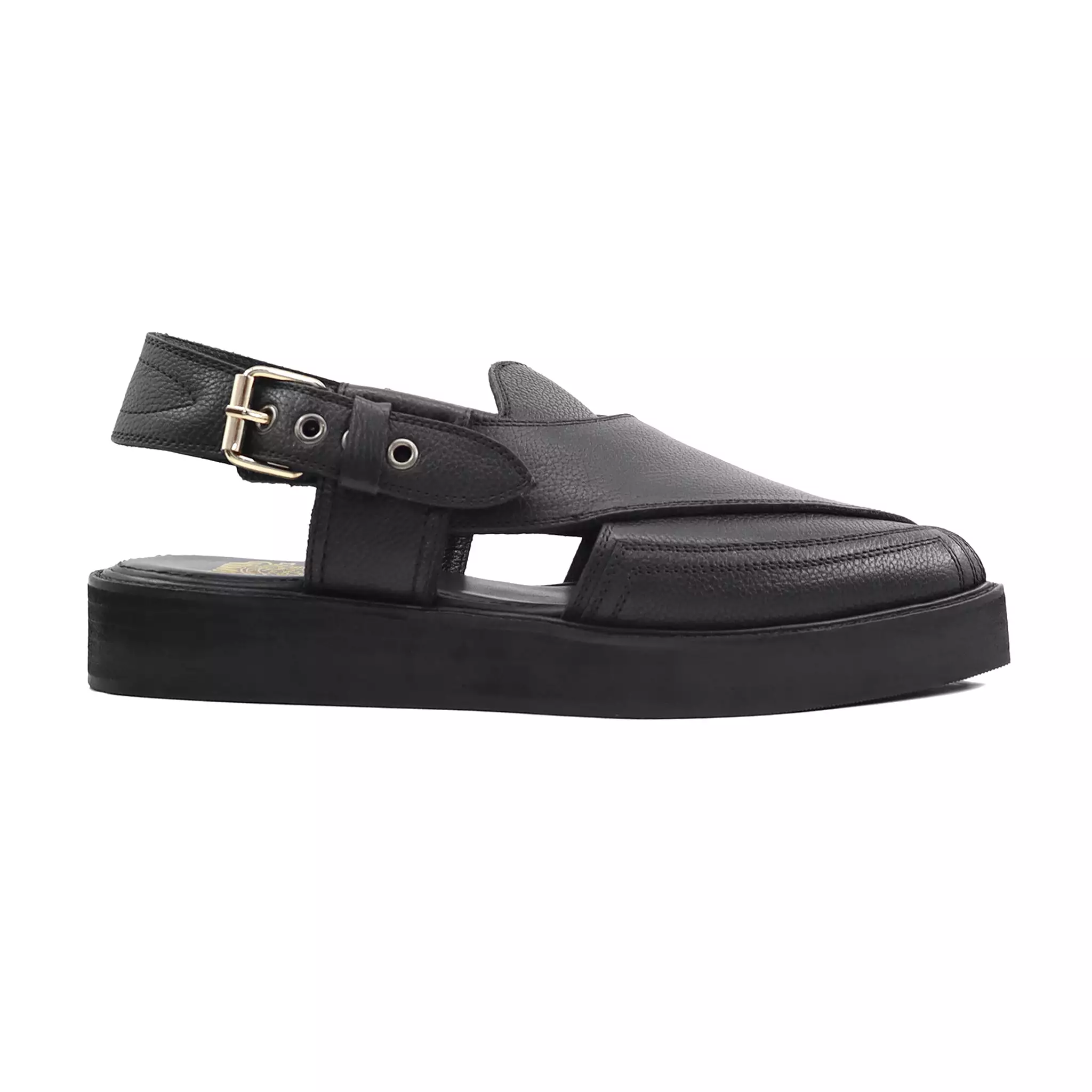 Trikala - Men's Black Pebble Grain Sandal