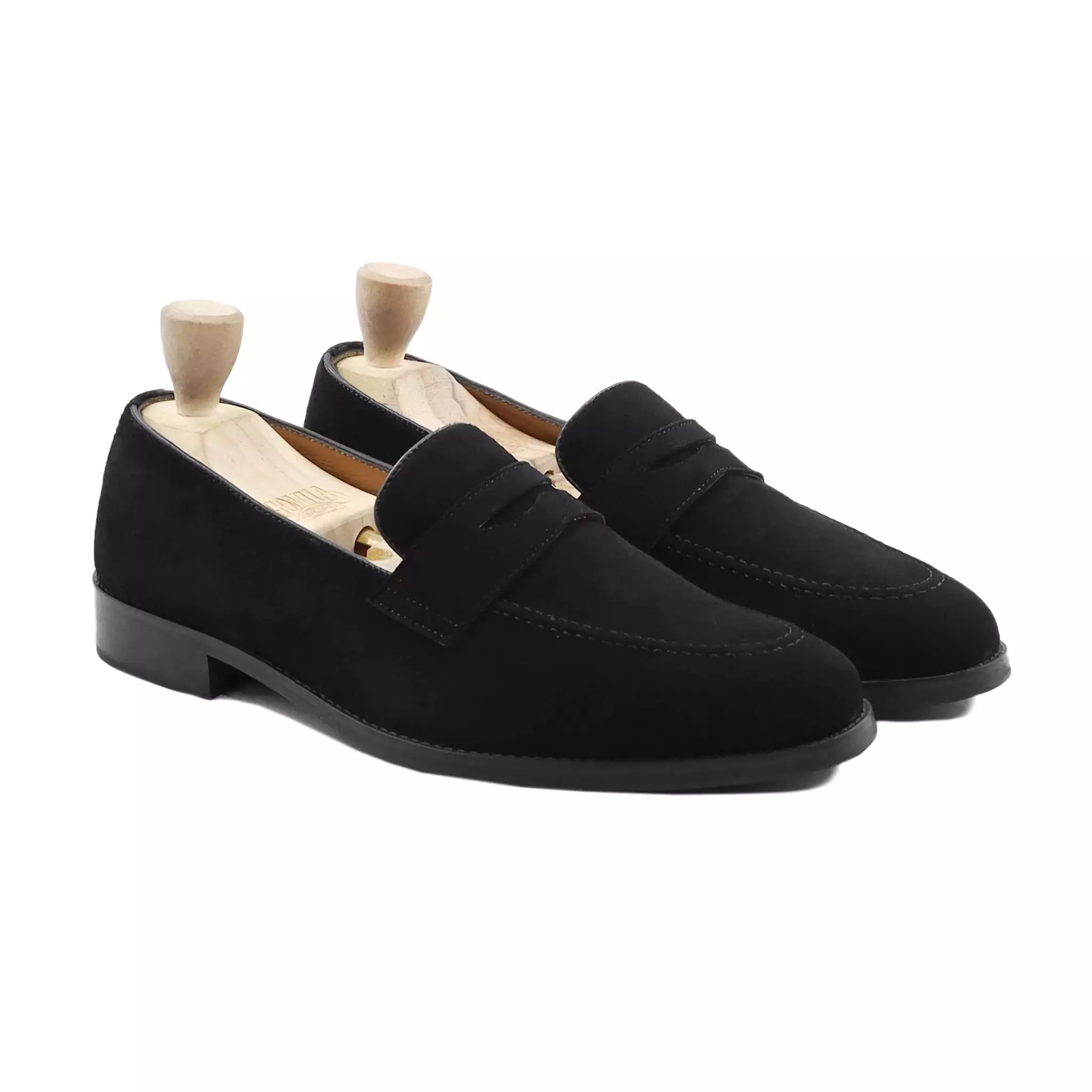 Trzic - Men's Black Kid Suede Loafer