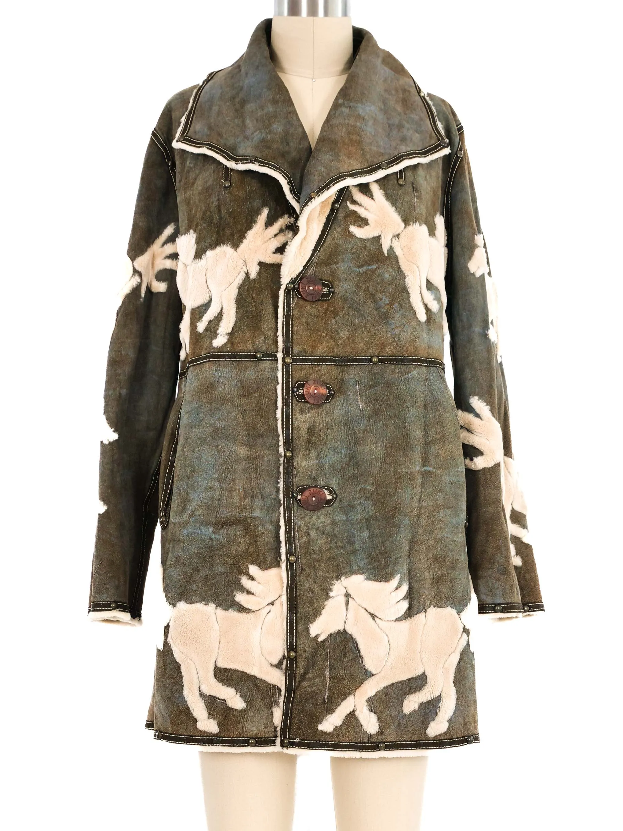 Zuki Horse Motif Shearling Jacket