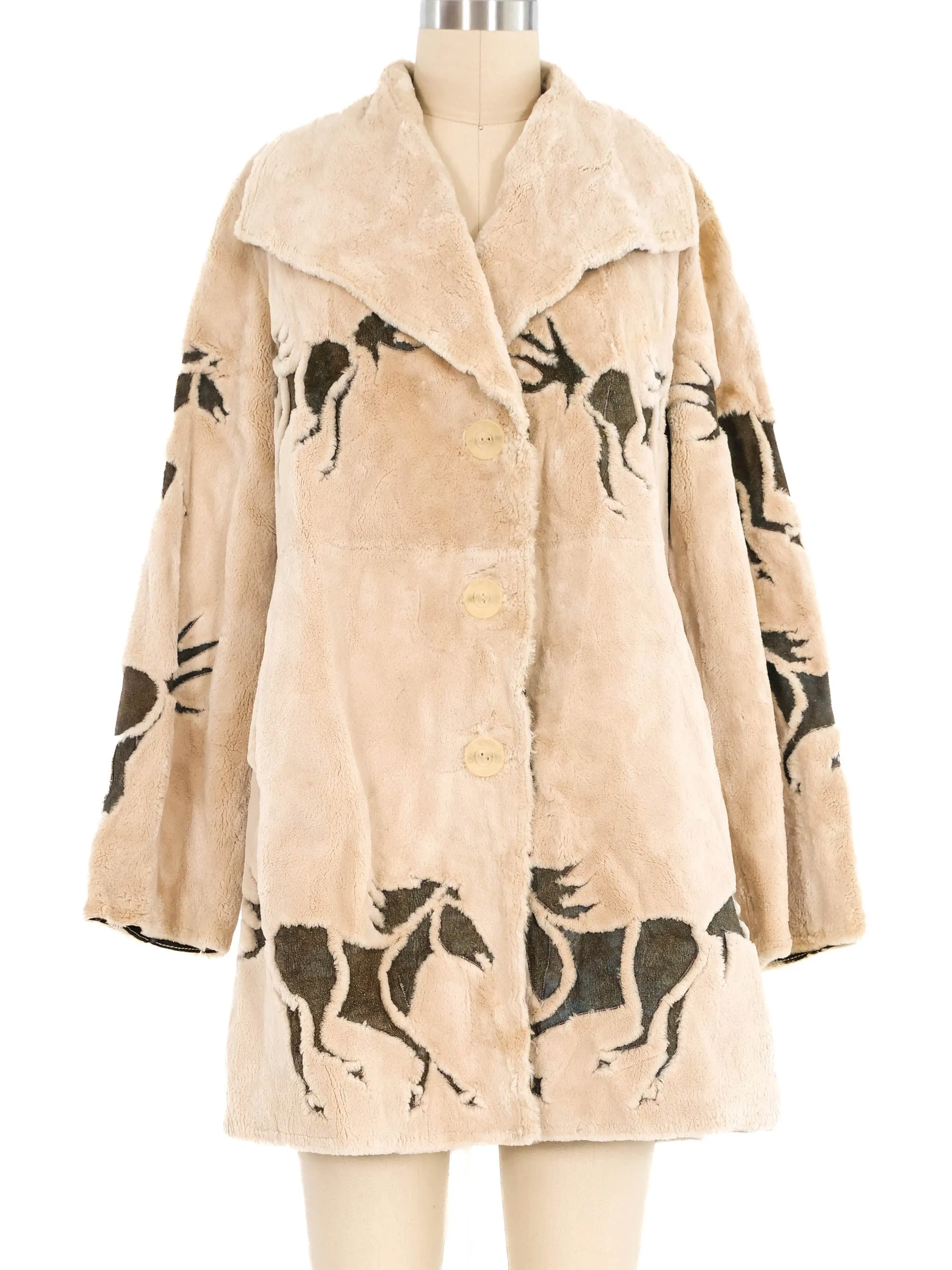 Zuki Horse Motif Shearling Jacket