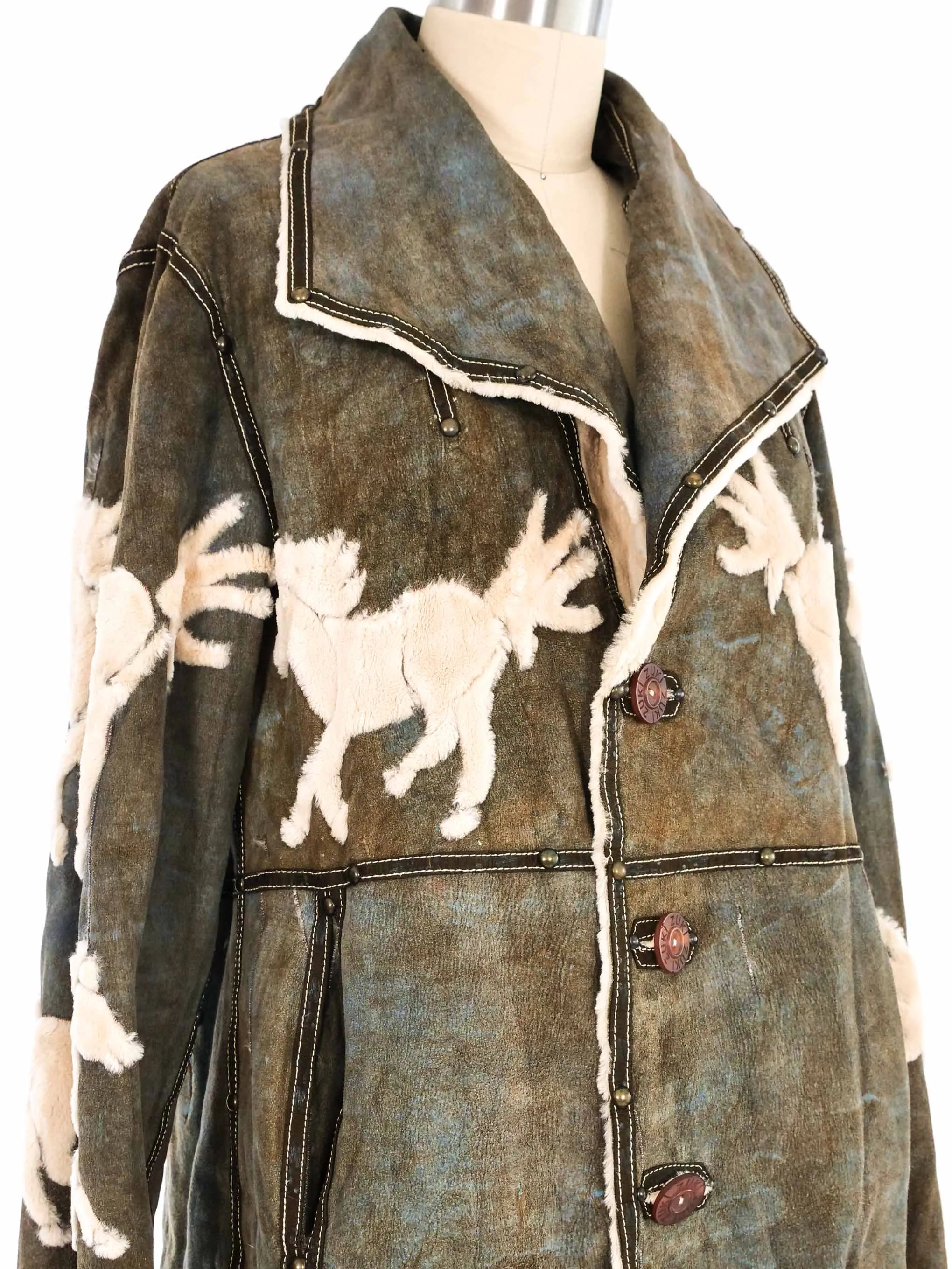 Zuki Horse Motif Shearling Jacket