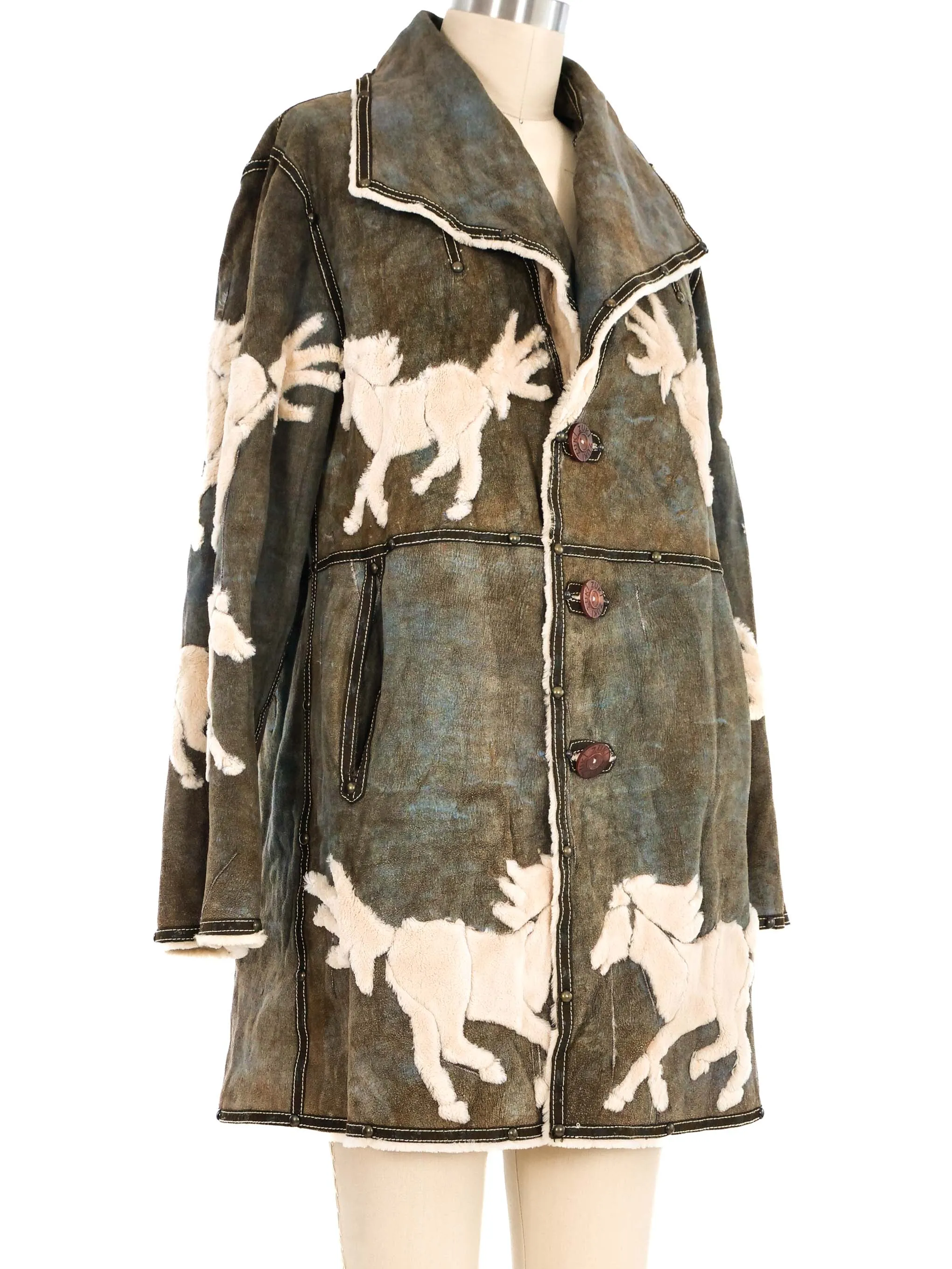 Zuki Horse Motif Shearling Jacket