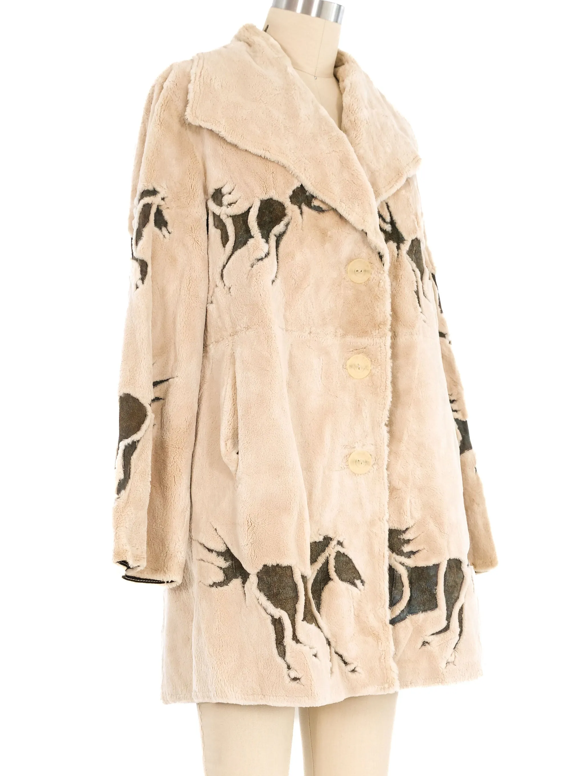 Zuki Horse Motif Shearling Jacket